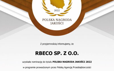 Rbeco Sp. z o.o. w gronie nominowanych do tytułu POLSKA NAGRODA JAKOŚCI 2022